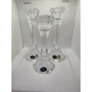 3 Bohemia Lead Crystal Candle Sticks
